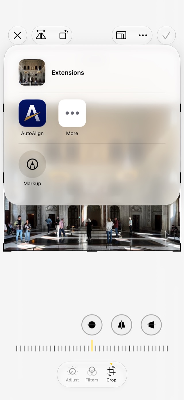 AutoAlign in the Photos app's extensions menu