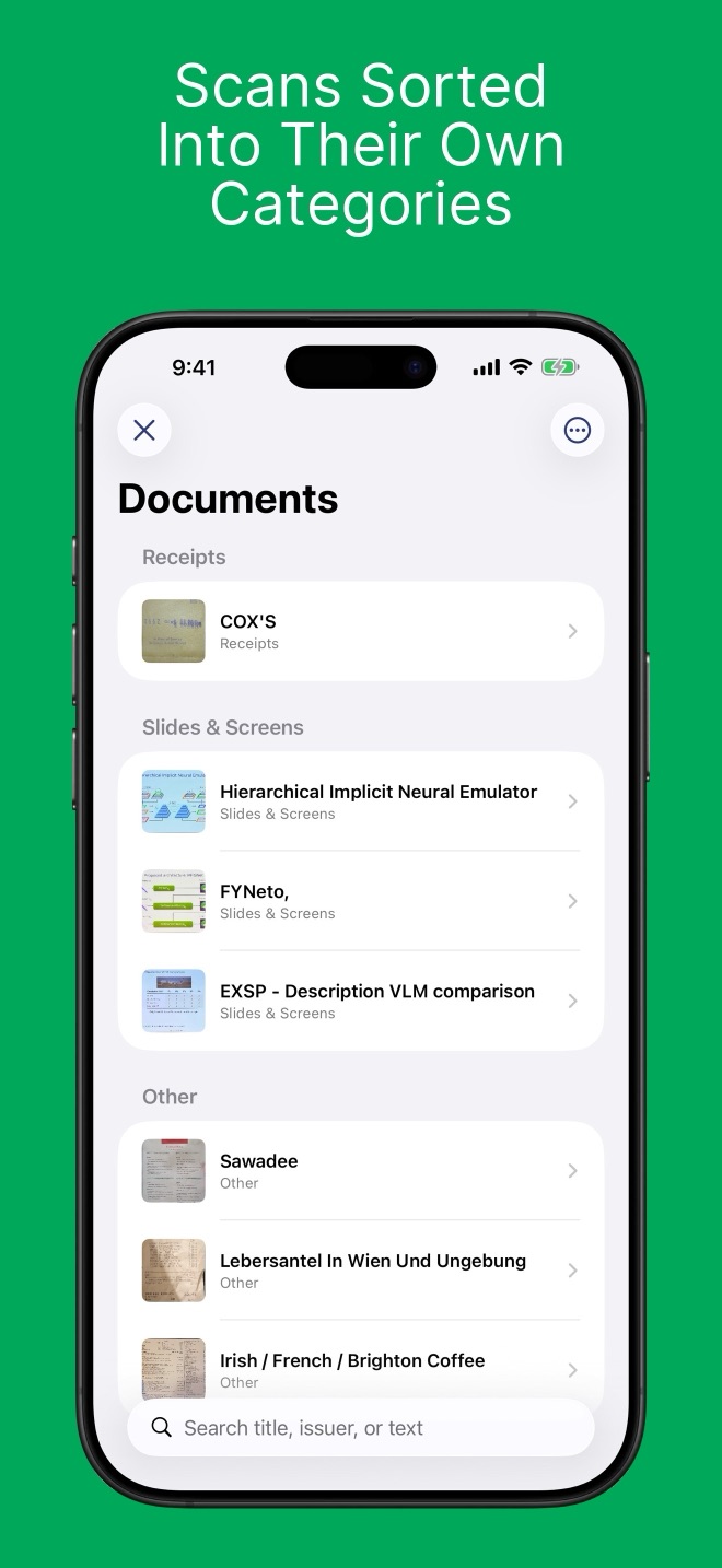 Scans sorted into their own categories