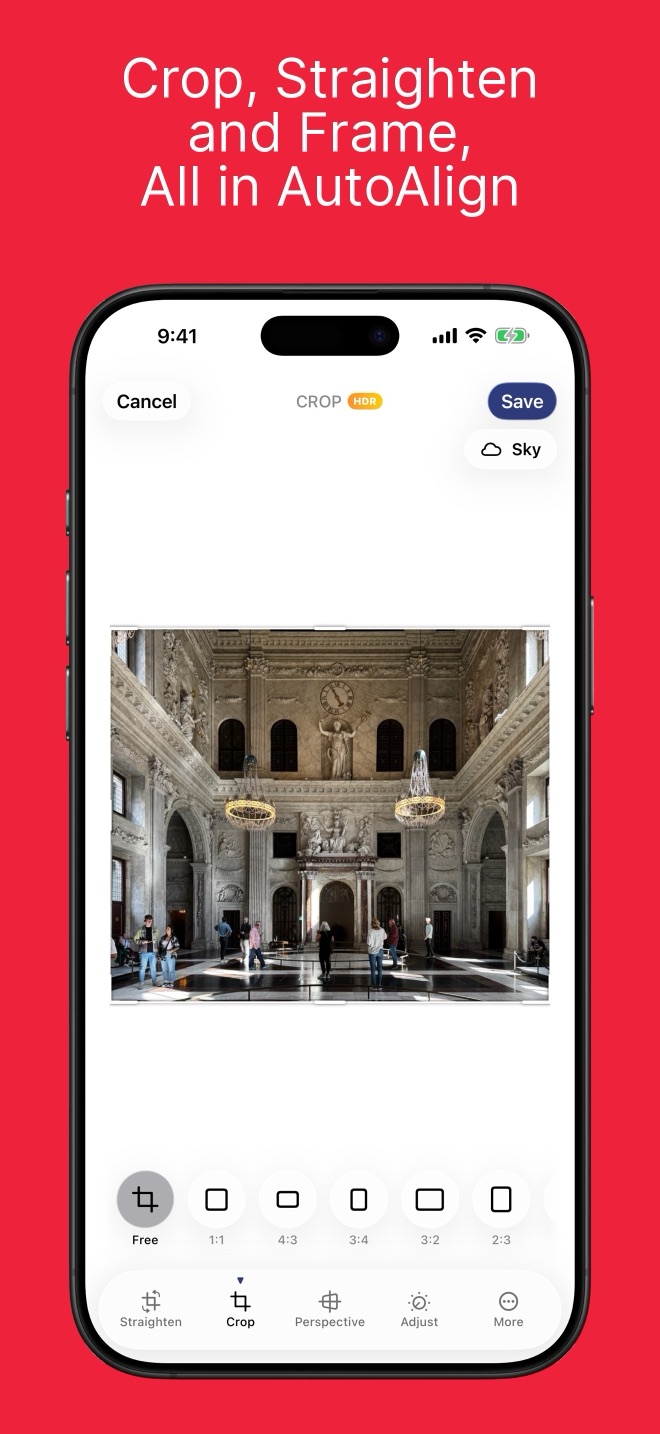 Crop, straighten and frame, all in AutoAlign