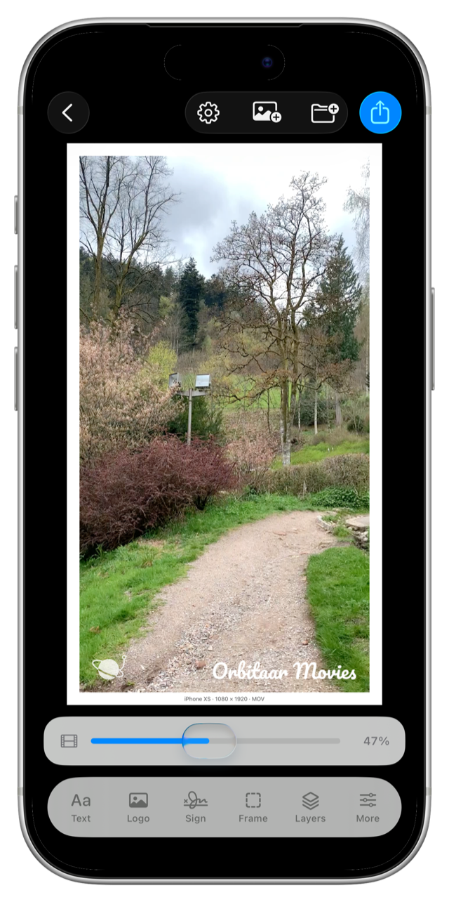 A watermarked video with a timeline scrubber